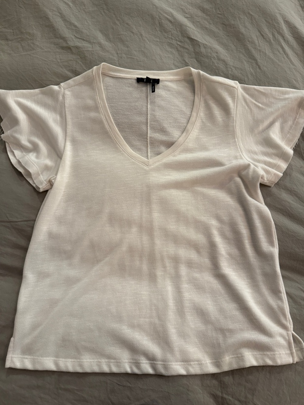 PAIGE Cream V-Neck Short Sleeve Tee